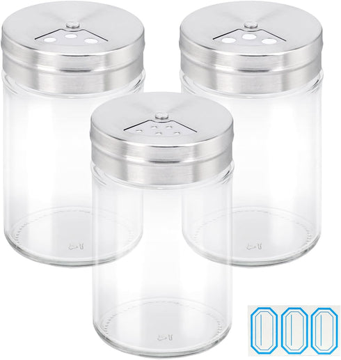 Segarty Spice Jars, 3 Pack 3 oz Spice Bottles with Shaker Lids, Glass Empty Seasoning Containers with Adjustable Pour Holes for Kitchen Spice Stor...