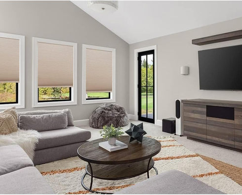 Redi Shade No Tools Easy Lift Trim-at-Home Cordless Cellular Blackout Fabric Shade Natural, 30" W x 64" L, (Fits windows 19"- 30")...