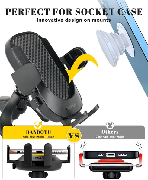 Car Phone Holder Mount - Socket Grips Pop Cradles Friendly, Hands-Free 360° Rotatable & Anti-Shake Air Vent Mount, Universal Car Phone Holder Comp...
