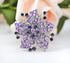 Gyn&Joy Silvery Tone Purple Violet Amethyst Colored Crystal Rhinestones Lily Floral Wedding Flower Brooch Pin...