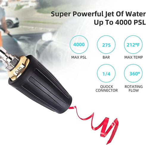 4000PSI Pressure Washer Turbo Nozzle Tool 1/4'' Quick 360°Rotating Spray Turbo Nozzle Kit Multiple Degrees Connect with 7 Spray Nozzle Tips Kit Mu...
