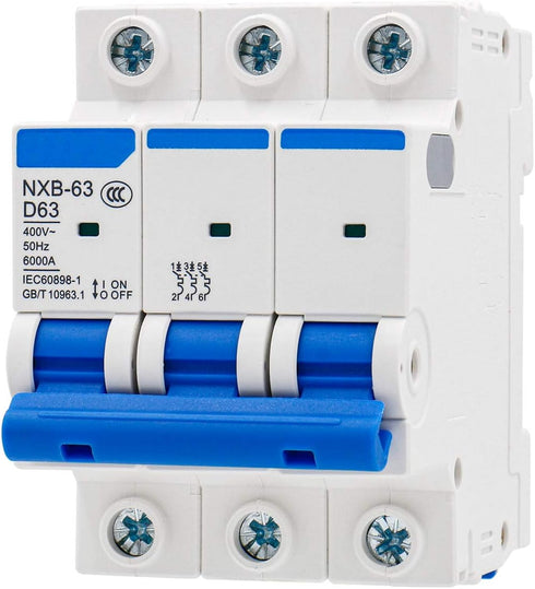 Baomain Mini Circuit Breaker NXB-63 D63 AC 400V 63Amp 3 Pole DIN Rail Mounting Work for Motor Protection and Air Compressor...