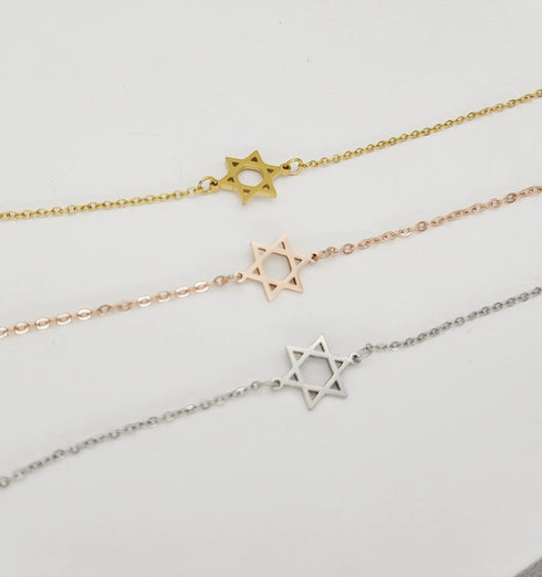 RUIZHEN Stainless Steel Sideways Star of David Choker Necklace for Girls...