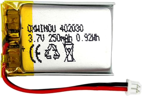 3.7V 250mAh 402030 Rechargeable Lithium Polymer Replacement Battery for DIY 3.7-5V Electronic Product, Bluetooth Headset, Watch 1-Pack...