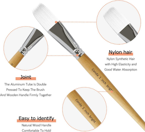 CONDA Paint Brushes Set of 24 Different Shapes Artist Brushes Professional Painting Brushes for Oil, Acrylic Canvas and Watercolor Painting (Color...