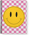 Retro Happy Face Spiral Notebook / 8.5" x 11" Journal / 120 Wide Ruled Pages/Durable Gloss Laminated Softcover/Black Wire-o Spiral Binding/Made in...