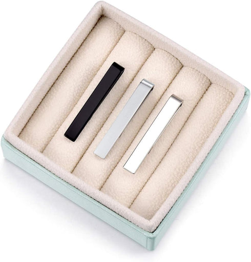HONEY BEAR 3pcs Mens Boys Skinny Tie clip Set Tie Bar for Narrow Tie Gift 4cm...