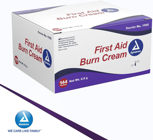 Dynarex First Aid Burn Cream - Burn Ointment For Minor Cuts, Wounds, Burns - Single Dose Water-Based Formula with Benzalkonium Chloride - For Medi...