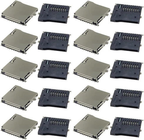 20Pcs Spring Loaded Push/Push Micro SD Transflash Memory Card Socket Slot...