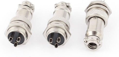 uxcell GX16-3 3 Terminals 16mm Male to Female Panel Metal Connector Aviation 3Pcs...
