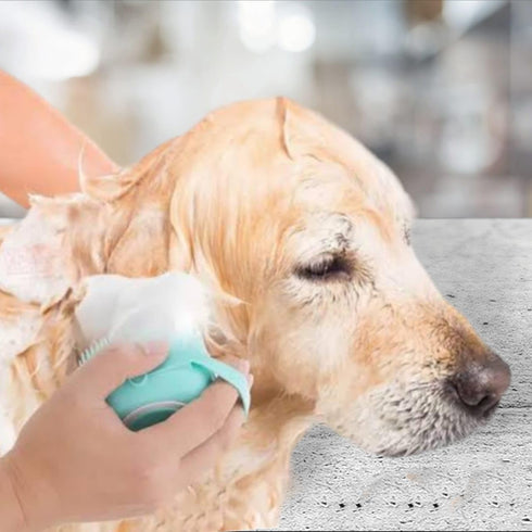 New 2024 Pet grooming Bath Brush, Scrubber Shampoo Dispenser, Shower Brush for Washing Short and Long Hair Dogs and Cats Pet Bath Massage Brush (Y...