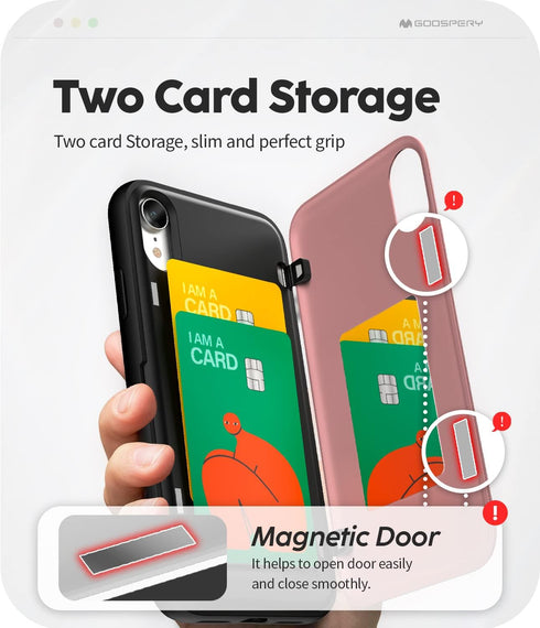 GOOSPERY Magnetic Door Bumper Compatible with iPhone XR, Wallet Case with Card Holder, Protective Dual Layer Bumper Phone Case - Pink...
