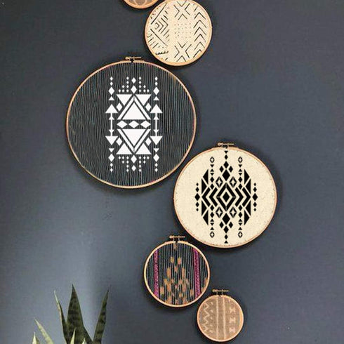 CrafTreat Aztec Stencils for Painting on Wood, Canvas, Fabric and Wall - Aztec Design 1 and Aztec Design 2-2 Pcs - Size : A4 (8.3 x 11.7 Inch) - R...
