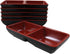 Ebros Red And Black Melamine Traditional Design Condiments Ketchup BBQ Soy Sauce Dipping Bowl or Dish With Divider 2 Partition Compartments Housew...