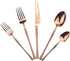 Copper Silverware Set, 5-Piece 18/10 Stainless Steel Flatware Cutlery Set for 1,Mirror Finish, Ideal for Wedding Festival Party Home Kitchen, Dish...