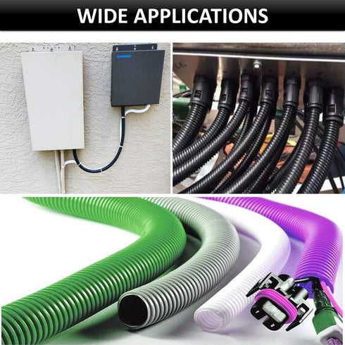 Kable Kontrol Split Wire Loom Tubing 1/4” Inch 10 Ft Long – Black Wire Conduit Cover for Cords - Corrugated Tubing and Protector for Automotive Wi...