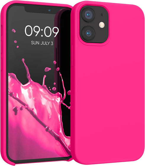 kwmobile Case Compatible with Apple iPhone 12 mini Case - TPU Silicone Phone Cover with Soft Finish - Neon Pink...