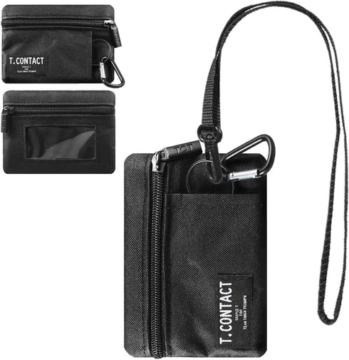 Lanyard Pouch Coin Purse Wallets Hoodswop Id Holder Keychain Zip Id Case Card Holder Wallet for Men Women Small Zippered Coin Pouch For Boys(black...