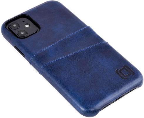 Dockem iPhone 11 Wallet Case: Built-in Metal Plate for Magnetic Mounting & 2 Credit Card Holders (6.1" Exec M2, Synthetic Leather, Navy Blue)...