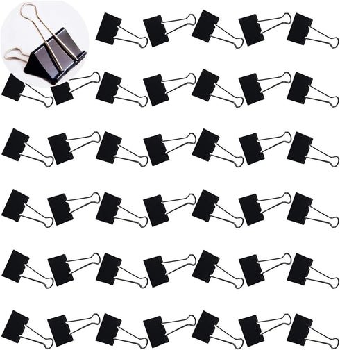 Medium Binder Clips, 30 Pcs Large, Black, 1.25 Inch Paper Binder Clips Clamps,Paperclips Metal Fold Black Binder Clips with Boxes, Binder Clips 32...