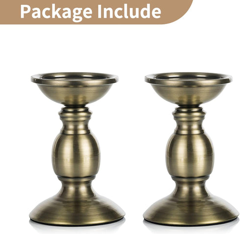 2 Pcs Bronze Iron Pillar Candle Holders, Most Ideal for 3" Pillar Candle, Gifts for Wedding, Party, Home, Spa, Reiki, Votive Candle (2 x S)...