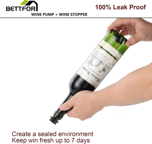 Wine Saver Pump with 8 Vacuum Wine Stoppers, Wine Bottle Stoppers with Food Grade Silicone Leak proof Keep Fresh Suitable for All Standard Wine Bo...