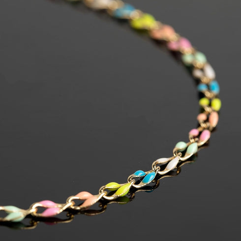Mixed Color Enamel Cable Rolo Chains Bulk Oil Drip Rainbow Necklace Bracelet DIY Jewelry Making Supplies Gold Plated Brass Chain Roll...