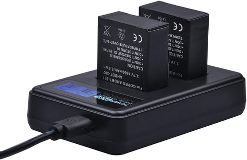 3Pcs 3.7V 1600mAh AHDBT-301 Battery for GoPro Hero3 AHDBT301 AHDBT-302 AHDBT-201 Li-ion Camera Battery and LCD USB Dual Charger...