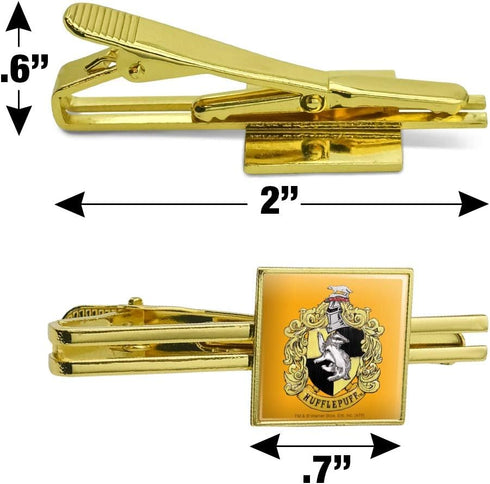 Harry Potter Hufflepuff Painted Crest Square Tie Bar Clip Clasp Tack Gold Color...