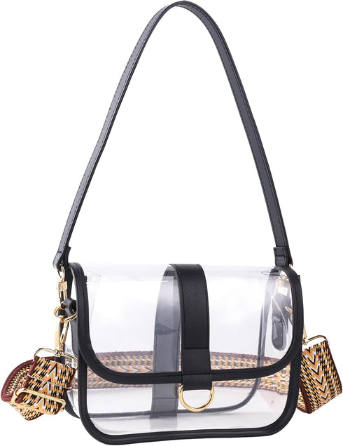 Clear Purse with 2 Shoulder Straps, Clear Bag for Stadium Events Concerts Festivals...