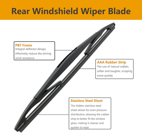 2 Pack Rear Wiper Blades for Cadillac Escalade 2007-2014, Ford Escape 2008-2012, Ford Flex 2009-2019, Chevrolet Suburban 1500/2500 2007-2014, Chev...