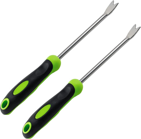 2 Pieces Hand Weed Puller Tool, Stainless Steel Pronged Garden Weed Remover Tool, Garden Weeder Tool for Lawn Farmland Transplant Gardening Plant ...