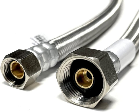 Faucet Water Supply Connector Line Braided Stainless Steel, Faucet Supply Line - 3/8 Female Compression Thread x 1/2 Female Iron Pipe Thread (3/8"...