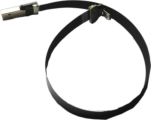 Black FFC Micro USB FPV Flat Slim Thin Ribbon FPC Cable Micro USB 90 Degree to Standard USB A for sync and Charging (30CM)...
