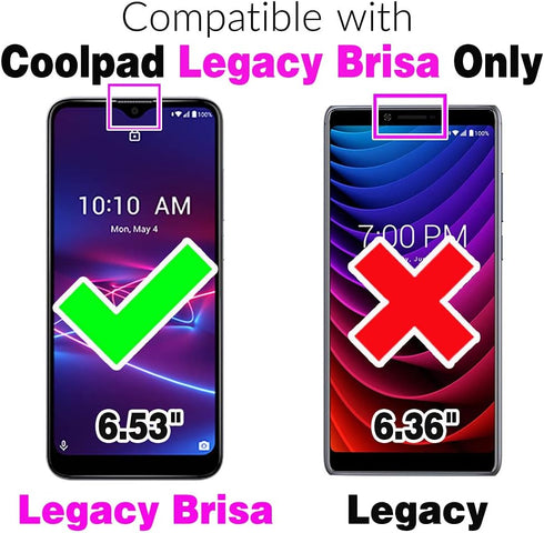 Asuwish Compatible with Coolpad Legacy Brisa Wallet Case Tempered Glass Screen Protector Credit Card Holder Flip Wrist Strap Stand Cell Phone Cove...