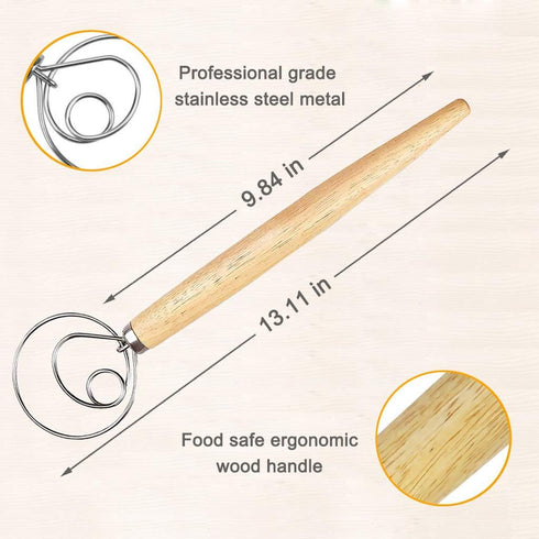 2 Pcs Danish Dough Whisk Large Stainless Steel...