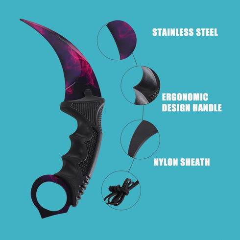 2 Pieces Karambit Knife Fixed Blade Tactical Camping Tool,Outdoor Hunting Knife with Sheath and Cord, Suitable for Hiking, Adventure, Survival and...