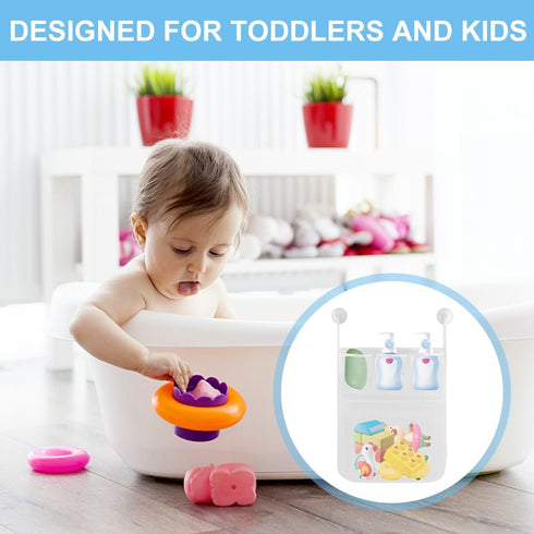 2Pcs Mesh Bath Toy Organizer, Bath Toy Storage, Hanging Bath Toy Holder, Baby Bath Tub Toy Storage Net with Pockets and Suction Hooks for Kids & T...