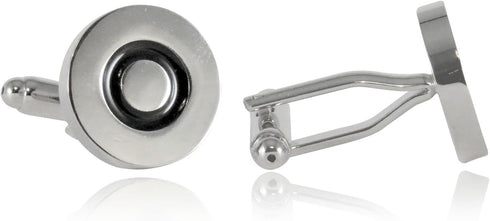 Silver & Black Bulls Eye Cufflinks with Presentation Box...