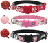 Dogs Kingdom Dog Cat Collar with Bell and Cat Buckle,Japanese Flower Breakaway Pet collar for Cats Kittens Puppy Red S:6.6-10.6" Neck...