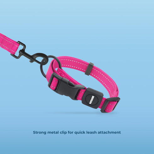 Voyager Reflective Dog Leash Collar Set with Neoprene Handle Supports Small, Medium, and Large Breed Puppies, Cute and Heavy Duty for Walking, Run...