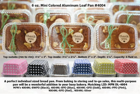 KitchenDance Disposable Aluminum Mini Loaf Pans with LIds - 6 Ounces Rectangular Individual Sized Loaf Pans, Oven Safe Aluminum Foil Baking Pans p...