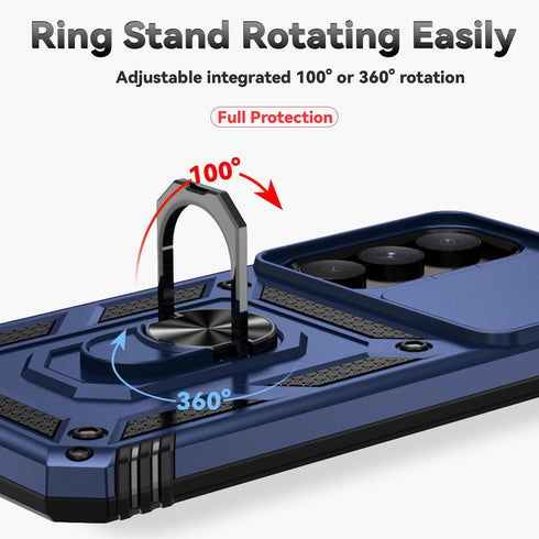 for Samsung Galaxy A55 5G Case with Camera Lens Cover HD Screen Protector, Dual Layer Military-Grade Drop Tested Magnetic Ring Holder Kickstand Pr...