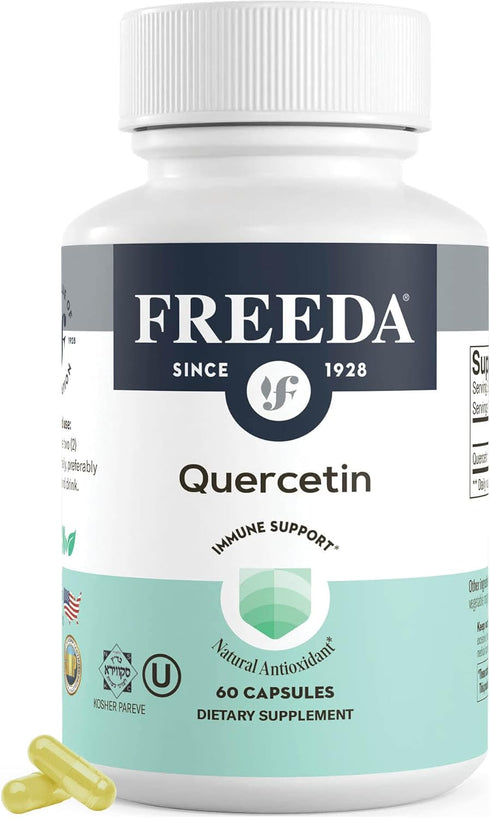FREEDA Quercetin 500mg - Pure Quercetin Supplement for Immune & Histamine Support - Vegan Bioflavonoid Vitamin - Quercetin Flavonoid Supplements &...