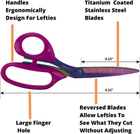 Lefty’s Left Handed Scissors - Stainless Steel Durable Blades - Great for Sewing, Cutting Fabric, Kitchen, General Purpose, School items - Gifts f...