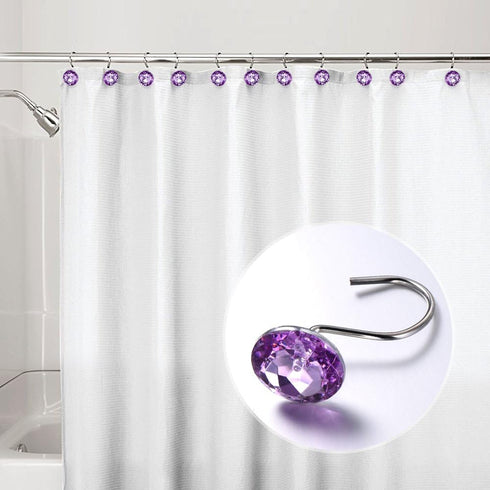 Shower Curtain Hooks Rings,iiEASEST Quality Acrylic Decorative Shower Hooks Bling Round Diamond Design Chrome Finish Rings S Roller Hooks for Hang...
