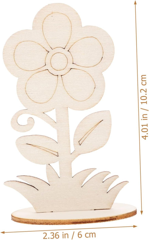12pcs Kid Toys Clay Kids Toys Kids Crafts Unfinished Wooden Flower Cutouts Wooden Crafts Paint Your own Crafts Flower Cutouts for Crafts Art Suppl...