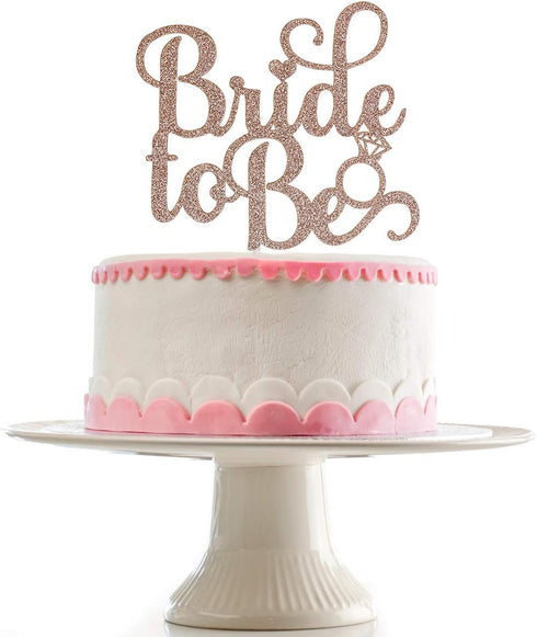 Bride To Be Cake Topper Rose Gold Glitter, Bridal Shower Cake Topper, Bridal Shower Toppers, Bride To Be Cake Toppers for Bridal Shower?Double-sid...