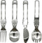 4Pcs Folding Camping Utensils Set Portable 18/10(304) Stainless Steel Flatware include Dishwasher Safe Spoon Fork Knife for Picnic Travel Hiking B...