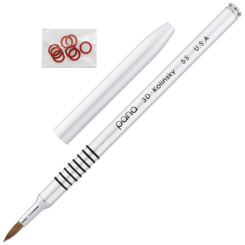 PANA 3D Kolinsky Acrylic Nail Art Sculpture Brush with Silver Metal Non-Slip Grip Handle for Manicures 3D Nail Art Flower Designs (Size #5)...